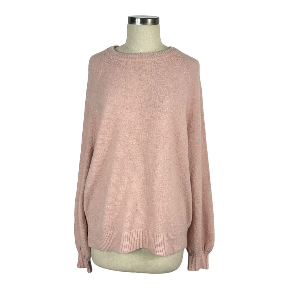 WILFRED Pale Blush Pink Pullover Knit Sweater‎ Women's Size Large Fuzzy Chic